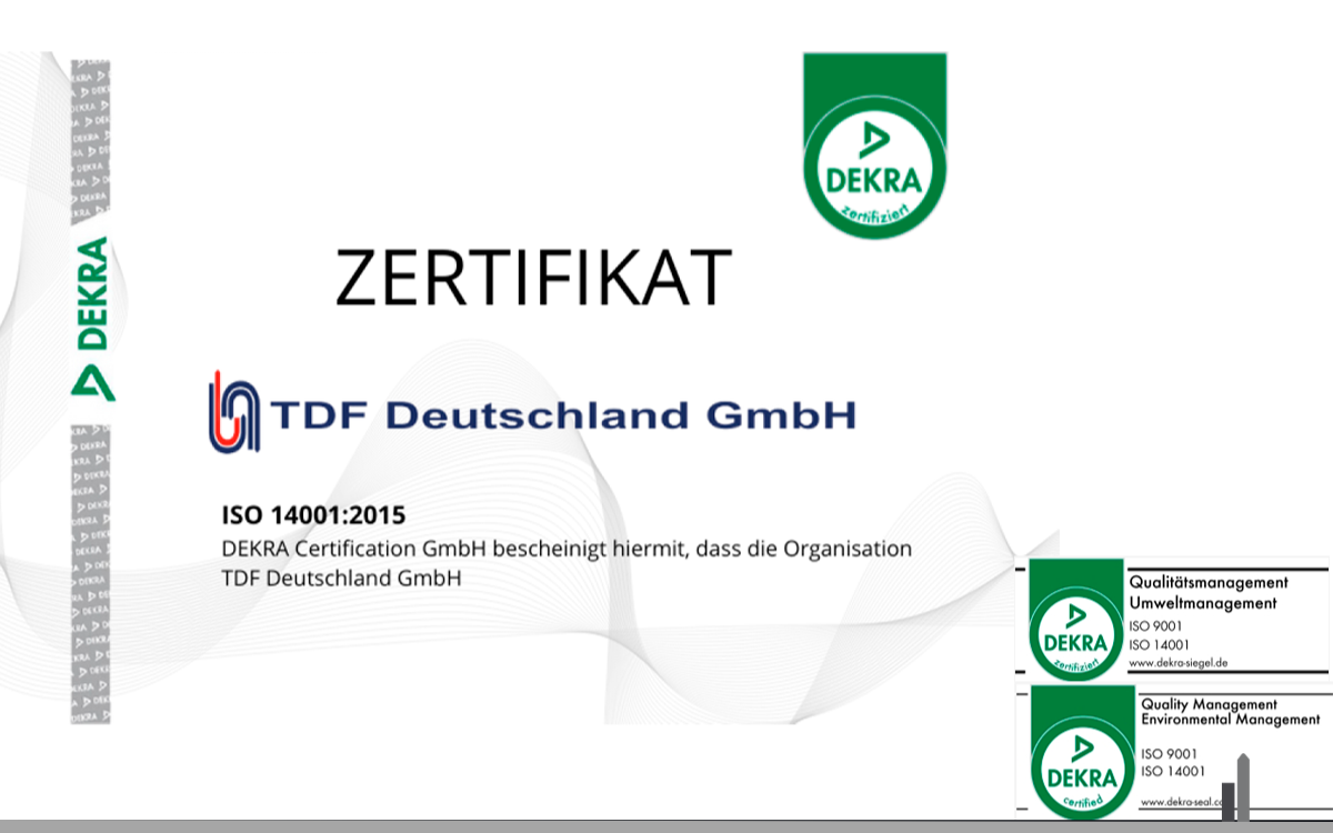 ISO-Zertifizierung TDF Deutschland GmbH